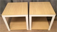 Metal Frame Wood Veneer Top Side Tables