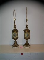 Pair of great early antique table lamps
