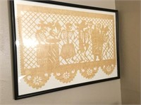 Vintage Day Of The Dead Paper Cutout Framed Scene