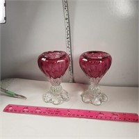 Rossi Cranberry Glass candle holders