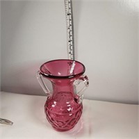 Cranberry glass Rossi 2 armed vase