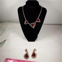 Art Deco red jewelry matching set