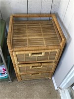Vintage Rattan Bamboo 3 Drawer Side Table