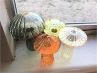 4 Blown Glass Mushrooms
