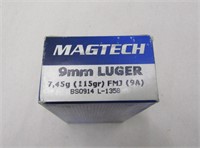 50 Rounds 9mm Magtech Ammo - NO SHIPPING