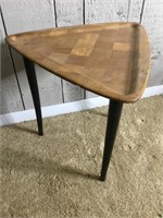 Retro MCM Guitar Pick Parquetry Formed Side Table
