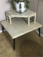 Mid Century Modern Two Tier Wood Side Table