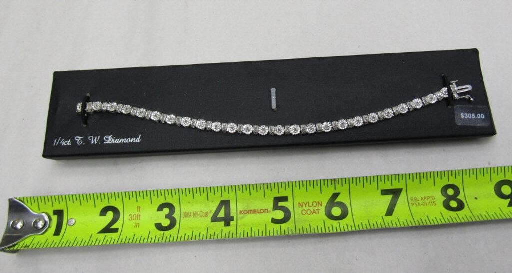 925 Silver 1/4ct Diamond Bracelet - Diamond Cut