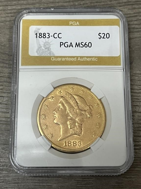 1883 CC Coronet Head Gold $20 Double Eagle MS60