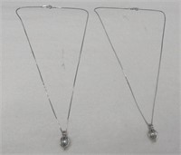 (2) 925 Silver & Pearl Necklaces