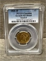 1841 D Coronet Head Gold $5 Eagle EF Small D