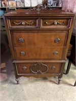 Antique tall chest of drawers. Walnut.