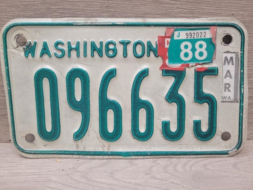 1980s Washington Motorcycle License Plate