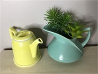 Vtg Hall Pottery Teapot & Monmouth Pottery Pitcher