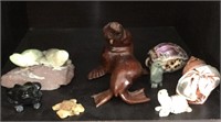 Collection Of Carved Seals, Frogs & Shells