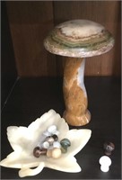 Carved Agate Stone Mushroom/ Little Tiny Mushrooms