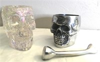 Aluminum Skull Mortar Pestle & Iridescent Skull