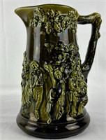 Antique Majolica French Green Blue Pitcher