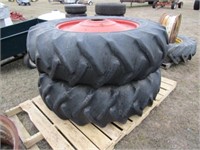 2-IH 9 Bolt Rims w/18.4-38 Tires