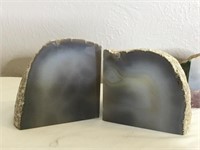 2 Pairs Of Geode Stone Book Ends