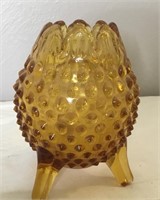 Vintage Fenton Hobnail Amber Glass 3 Leg Vase