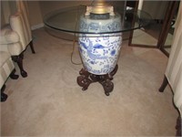 oriental glass top lamp table