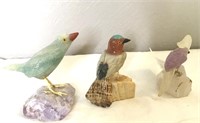 Carved Precious Stone Bird Fetishes Amethyst Etc