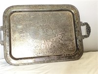 Antique 24" Silver Plated Serving Tray W/ Handles