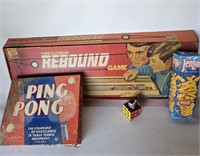 Ping Pong, Jenga, Rebound, Rubix Cubes -Games