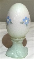 Fenton Hand Painted Opalescent Signed Glass Egg