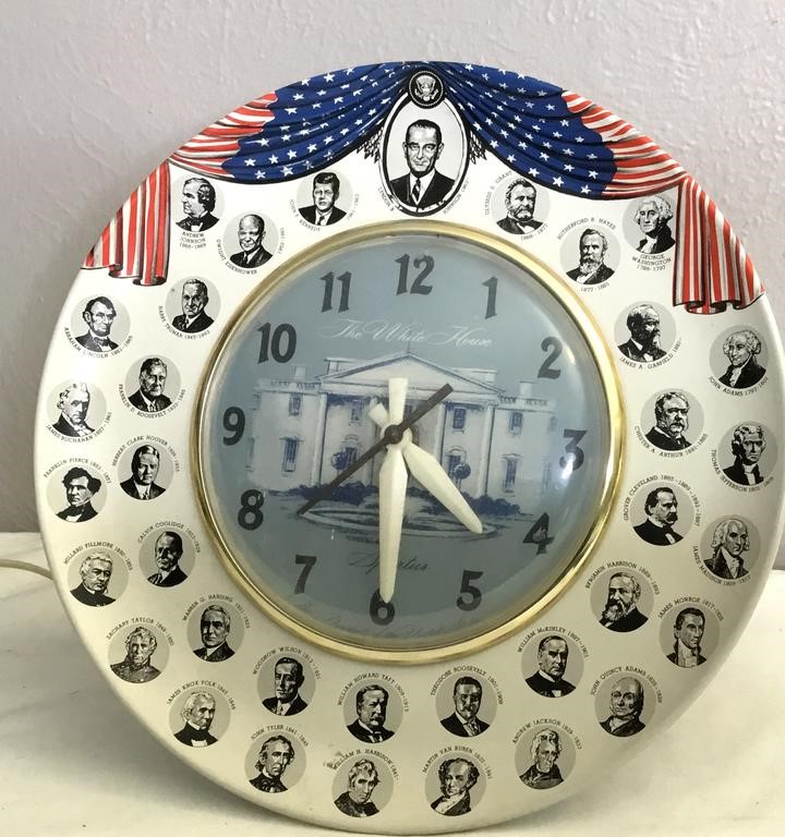 Vtg Spartus White House & US Presidents Clock