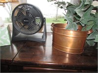 small copper container,fan & lamps