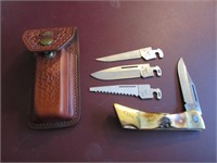 case xx lockblade knife & extra blades & case