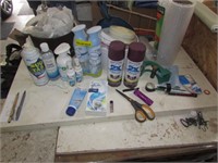 spray,rustoleum,scissors & items