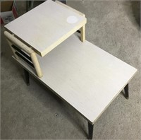 Mid Century Modern Wood Two Tier End Table