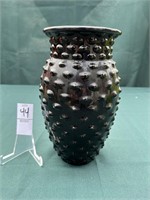 Black Hobnail Glass Vase