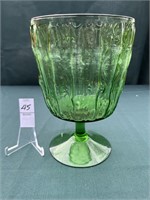 Green Indiana Glass Footed Bowl