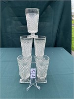 English Hobnail Water Glasses