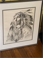 Vintage Native American Pencil Art