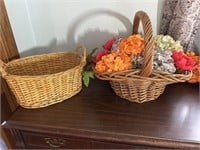 Artificial flowers and baskets