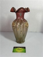Fenton Cranberry Scalloped Glass Vase