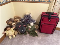 Luggage Bag and Stuffed Animals