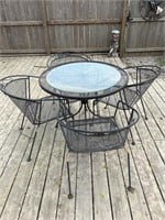 Iron patio table, and chairs