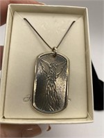 Sterling pendant with angel and prayer
