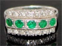 Platinum Natural Emerald & Diamond Ring