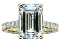 14kt Gold 7.23 ct Emerald Cut VS Lab Diamond Ring