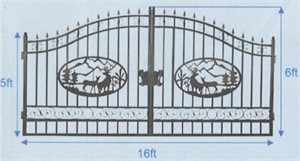 Dual 16ft Wildlife Wrought Iron Gate