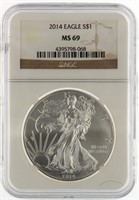 2014 MS69 American Eagle Silver Dollar
