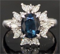 Platinum 3.08 ct Natural Sapphire & Diamond Ring