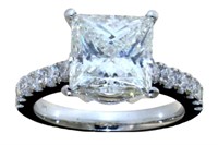 14k Gold 4.53 ct Princess Cut Lab Diamond Ring